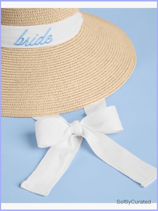 Embroidered Straw Sun Hat - Bachelorette Party Bridal Gift Beach Wedding
